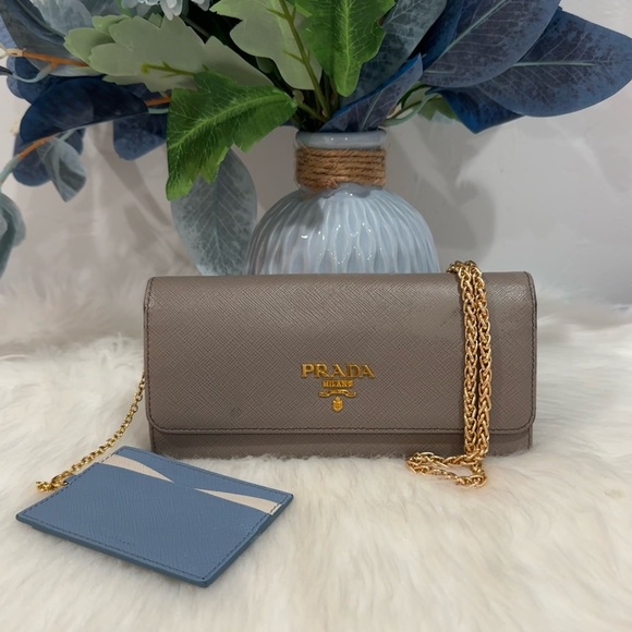 PRADA Multicolor Bifold Wallet On Chain With Card Case - Picture 1 of 16